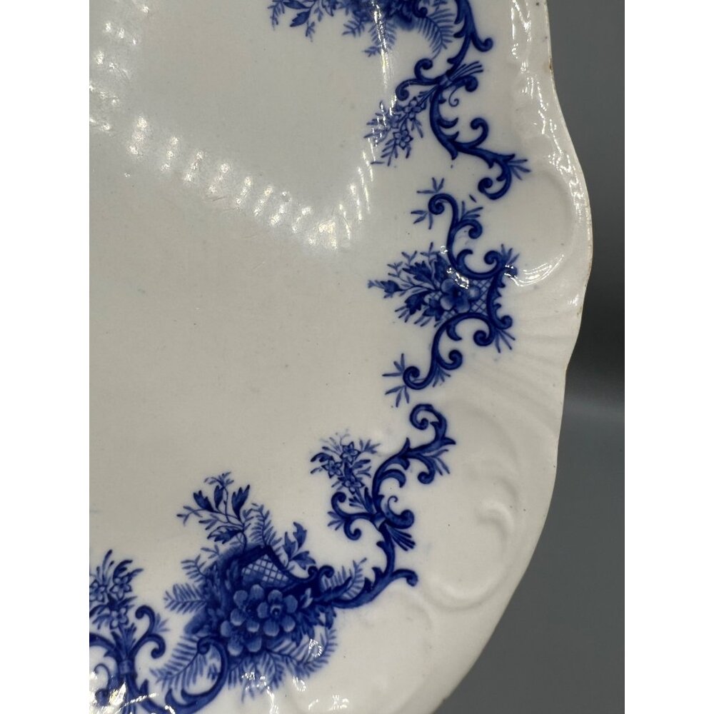 Antique Upper Hanley Platter Martha Blue Floral Porcelain Serving Dish 9x13 - Picture 8 of 12